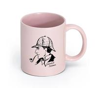 LAYEHDF Ceramics Cups with Comfortable Handle Detective Sherlock Holmes Baker Street （11oz/320ml） and Mulled Drinks, Espresso Pink