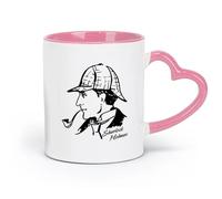 LAYEHDF Ceramics Cups with Comfortable Handle Detective Sherlock Holmes Baker Street （11oz/320ml） and Mulled Drinks, Espresso Pink