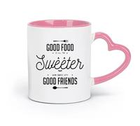 LAYEHDF Ceramics Cups with Comfortable Handle Good Food is All The Sweeter Dining （11oz/320ml） Office, Home, Café, Dishwasher & Microwave Safe Pink