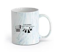 LAYEHDF Ceramics Cups with Comfortable Handle Laundry Today or Tomorrow Quote Washing （11oz/320ml） for Tea Coffee Milk Cappuccino Marble Blue