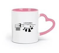 LAYEHDF Ceramics Cups with Comfortable Handle Laundry Today or Tomorrow Quote Washing （11oz/320ml） for Tea Coffee Milk Cappuccino Pink