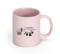 LAYEHDF Ceramics Cups with Comfortable Handle Laundry Today or Tomorrow Quote Washing （11oz/320ml） for Tea Coffee Milk Cappuccino Pink