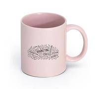 LAYEHDF Ceramics Cups with Comfortable Handle Marketing Business Words Office Space （11oz/320ml） Dishwasher and Microwave Safe Pink