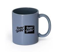 LAYEHDF Ceramics Cups with Comfortable Handle No Pain No Gain Motivational Quote Words （11oz/320ml） for Hot Beverages, Latte, Cappuccino Blue-Gray