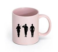 LAYEHDF Ceramics Cups with Comfortable Handle Patriotic Soldiers Silhouette Military （11oz/320ml） for Coffee Oatmeal Tea Easy to Clean Pink