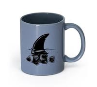 LAYEHDF Ceramics Cups with Comfortable Handle Philosophical Little Fish and Great Idea （11oz/320ml） Gift for Men or Women Blue-Gray