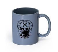 LAYEHDF Ceramics Cups with Comfortable Handle Skeleton Gangster Skull Masked Bandit （11oz/320ml） for Espresso, Tea- Set Blue-Gray