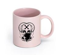 LAYEHDF Ceramics Cups with Comfortable Handle Skeleton Gangster Skull Masked Bandit （11oz/320ml） for Espresso, Tea- Set Pink