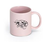 LAYEHDF Ceramics Cups with Comfortable Handle Sport Extreme Skeleton Skull Snow Winter （11oz/320ml） Gift for Men or Women Pink