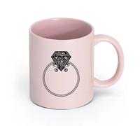 LAYEHDF Ceramics Cups with Comfortable Handle Wedding Ring with Diamond Bride （11oz/320ml） Great for Home, Office, Cafes, Gift Ideas Pink