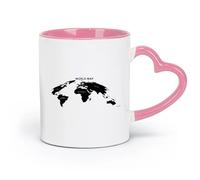 LAYEHDF Ceramics Durable Mugs Earth Atlas World Map Travel Adventure Geography School （11oz/320ml） for Espresso, Tea- Set Pink