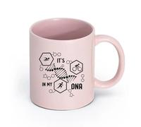 LAYEHDF Ceramics Durable Mugs It's My DNA Triathlon Running Swimming Cycling Sport （11oz/320ml） for Tea Coffee Hot Brew Pink