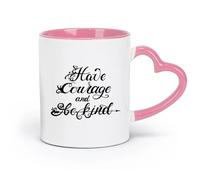 LAYEHDF Ceramics Durable Mugs Lettering Inspirational Inspire Phrase Have Courage （11oz/320ml） Dishwasher Microwave Safe,for Office and Home Pink