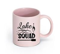 LAYEHDF Ceramics Durable Mugs Lettering Lake Squad Fisherman Fishing Hobby （11oz/320ml） Humorous Gift for Coffee Lovers, Work Besties, Coworkers & Friends Pink