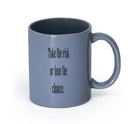 LAYEHDF Ceramics Durable Mugs Motivation Quote Words Inspiring Take The Risk Or Lose The Chance （11oz/320ml） for Office, Home Blue-Gray