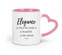 LAYEHDF Ceramics Durable Mugs Quote Elegance is When The Inside Fashion Inspiration （11oz/320ml） fine China (Ceramic) Pink