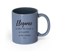 LAYEHDF Ceramics Durable Mugs Quote Elegance is When The Inside Fashion Inspiration （11oz/320ml） fine China (Ceramic) Blue-Gray