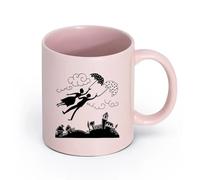 LAYEHDF Ceramics Durable Mugs Romantic Love Lovers Umbrella Flying Little Town （11oz/320ml） Ceramic Coffee Mug for Cappuccino Tea, Milk, Pink