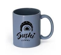 LAYEHDF Ceramics Durable Mugs Sushi Rolls Taste Restaurant Cafe Japanese Cuisine （11oz/320ml） Great for Home, Office, Cafes, Gift Ideas Blue-Gray