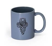 LAYEHDF Ceramics Durable Mugs Vineyard Bunch of Grapes Winemaking Wine Leaves Sun （11oz/320ml） Cappuccino, Latte Macchiato, Tea, Espresso Blue-Gray