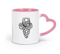 LAYEHDF Ceramics Durable Mugs Vineyard Bunch of Grapes Winemaking Wine Leaves Sun （11oz/320ml） Cappuccino, Latte Macchiato, Tea, Espresso Pink