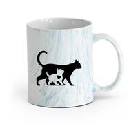 LAYEHDF Ceramics Home and Office Mugs Cats Pets Grooming Heart Pet Beauty Salon （11oz/320ml） Ceramic Coffee Mug for Cappuccino Tea, Milk, Marble Blue
