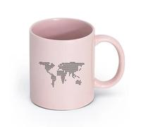 LAYEHDF Ceramics Home and Office Mugs Circles Balls Bubbles World Map Earth （11oz/320ml） Humorous Gift for Coffee Lovers, Work Besties, Coworkers & Friends Pink
