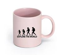 LAYEHDF Ceramics Home and Office Mugs Discover Travel Explore The World Camping （11oz/320ml） Ceramic Coffee Mug for Cappuccino Tea, Milk, Pink