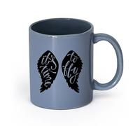 LAYEHDF Ceramics Home and Office Mugs Quote Words It's Time to Fly Home （11oz/320ml） Coffee, Tea, Latte, Milk, Cocoa, Juice and Other Hot Drinks Blue-Gray