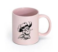 LAYEHDF Ceramics Home and Office Mugs Skull Bones Hat Death Dead Cowboy Smile （11oz/320ml） Great for Home, Office, Cafes, Gift Ideas Pink