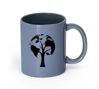LAYEHDF Ceramics Home and Office Mugs Tree Earth Ecology Globe Save The World （11oz/320ml） Cappuccino, Latte Macchiato, Tea, Espresso Blue-Gray