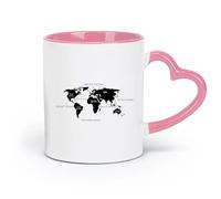 LAYEHDF Ceramics Hot Chocolate Cups Beautiful World Map Home Living School ation （11oz/320ml） Office, Home, Café, Dishwasher & Microwave Safe Pink
