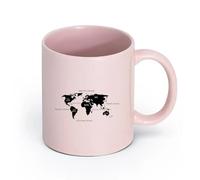 LAYEHDF Ceramics Hot Chocolate Cups Beautiful World Map Home Living School ation （11oz/320ml） Office, Home, Café, Dishwasher & Microwave Safe Pink