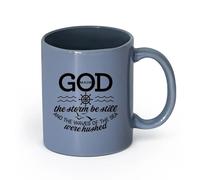 LAYEHDF Ceramics Hot Chocolate Cups Psalm Quote God Make The Storm Be Still Religion Bible （11oz/320ml） for Home or Work Blue-Gray