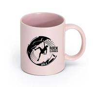 LAYEHDF Ceramics Hot Chocolate Cups Tourism Sport Rock Climbing Extreme Natural （11oz/320ml） Stylish & Durable - Microwave & Dishwasher Safe Pink