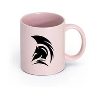 LAYEHDF Ceramics Hot Chocolate Cups Warrior Helmet Ancient Greece Spartan Soldier （11oz/320ml） Stylish & Durable - Microwave & Dishwasher Safe Pink