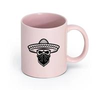 LAYEHDF Ceramics Large Mugs for Hot Drinks Bandit Skull Mexican Hat Sombrero （11oz/320ml） Coffee, Tea, Latte, Milk, Cocoa, Juice and Other Hot Drinks Pink