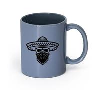 LAYEHDF Ceramics Large Mugs for Hot Drinks Bandit Skull Mexican Hat Sombrero （11oz/320ml） Coffee, Tea, Latte, Milk, Cocoa, Juice and Other Hot Drinks Blue-Gray