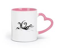 LAYEHDF Ceramics Large Mugs for Hot Drinks Octopus Tentacles Wave Ocean Monster （11oz/320ml） Great for Home, Office, Cafes, Gift Ideas Pink