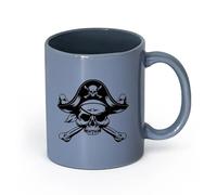 LAYEHDF Ceramics Large Mugs for Hot Drinks Skull Pirate Skeleton Sea Bandit Teen （11oz/320ml） Stylish & Durable - Microwave & Dishwasher Safe Blue-Gray