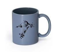 LAYEHDF Ceramics Large Mugs for Hot Drinks Unicorn Killer with Pistols Boys （11oz/320ml） Coffee, Tea, Latte, Milk, Cocoa, Juice and Other Hot Drinks Blue-Gray