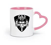 LAYEHDF Ceramics Large Mugs for Hot Drinks Warrior Knight Armor Shield and Sword （11oz/320ml） Great for Home, Office, Cafes, Gift Ideas Pink