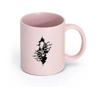 LAYEHDF Ceramics Large Tea Coffee and Hot Chocolate Cups Darkness Skull Scary Monster （11oz/320ml） Café or Restaurant Use Pink