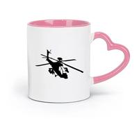 LAYEHDF Ceramics Large Tea Coffee and Hot Chocolate Cups Helicopter Military War Boys （11oz/320ml） and Mulled Drinks, Espresso Pink