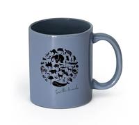 LAYEHDF Ceramics Mug - Ceramic Earth Save The Animals Natural Word Inspiration （11oz/320ml） Stylish & Durable - Microwave & Dishwasher Safe Blue-Gray