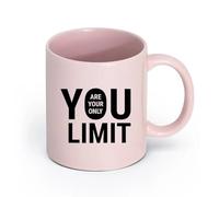 LAYEHDF Ceramics Mug - Ceramic Lettering Phrase Inspiration Phrase Your Only Limit （11oz/320ml） Great Gift for Lovers Pink