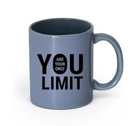 LAYEHDF Ceramics Mug - Ceramic Lettering Phrase Inspiration Phrase Your Only Limit （11oz/320ml） Great Gift for Lovers Blue-Gray