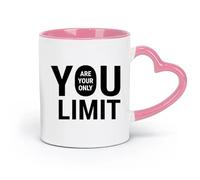 LAYEHDF Ceramics Mug - Ceramic Lettering Phrase Inspiration Phrase Your Only Limit （11oz/320ml） Great Gift for Lovers Pink