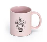 LAYEHDF Ceramics Mug - Ceramic Lettering Smiles Today Inspiration Quote Words （11oz/320ml） Cappuccino, Latte Macchiato, Tea, Espresso Pink