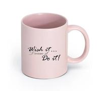 LAYEHDF Ceramics Mug - Ceramic Motivation Quote Words Wish it Dream do it Inspiring Letters in （11oz/320ml） for Home or Work Pink